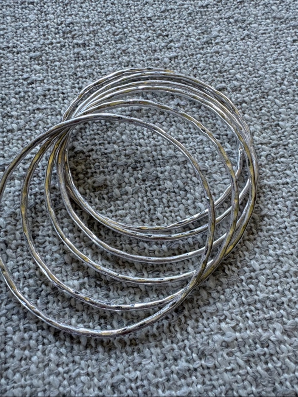 Silver Textured Stackable Bangle Set - Picture 3 of 3
